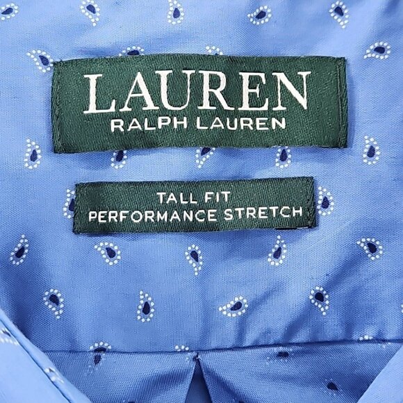 Lauren Ralph Lauren Green Label Shirt Men's 17 1/2 - 36/37 EUC Blue Paisley Luxe - Picture 8 of 16